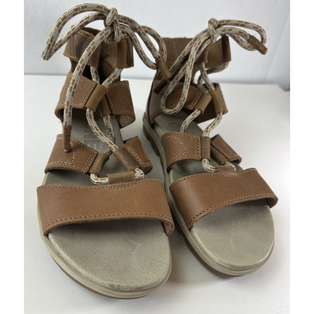 Sorel Torpeda II Lace Up Gladiator Sandals Camel Brown Strappy Leather Size 9 - Picture 3 of 12